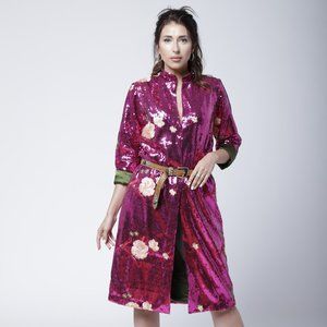 Knee length sequins longline jacket, pink size S M